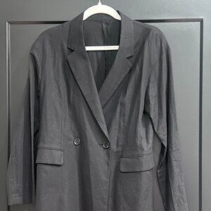 GU Japan doublebreasted black linen blazer size L
